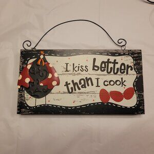 Kitchen Sign Chicken Red Polka Dots Black Trim